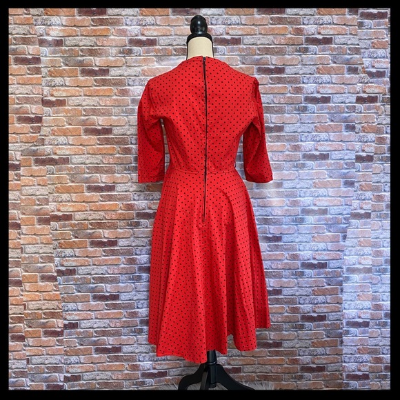 Hell Bunny Vixen Momo Rockabilly Polka Dot Dress - Picture 5 of 6